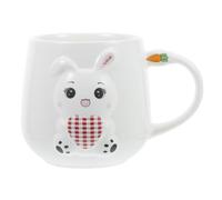 Tasse Lapin en Céramique Blanche, Mug Café Élégant pour Maison Bureau | Anse Confortable, Relief 3d Délicat et Surface Lisse, Adaptée au Lait, Thé, Eau, Céréales ou Boissons Festives