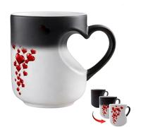 Tasse Magique En Céramique Changeante De Couleur En Forme De Cœur, Mugs Et Tasses À Café 9,5x8,4 Cm, Design Surprise Lorsque Vous Remplissez De Boissons Chaudes Pour FemmHomme,Adoles Famille Bureau