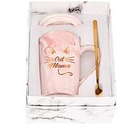 Tasse maman chat Tasse à café chat Tasse chat fantaisie Cadeaux pour maman Mère Amoureux des chats Anniversaire Cadeaux de fête des mères pour Cat Mama depuis Fille Fils avec Couvercle et Cuillère