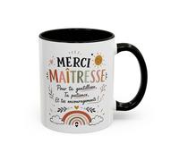 Tasse Merci Maîtresse - Mug Bohème Arc-en-Ciel - Cadeau Maîtresse École Femme 325ml: 11oz / Black
