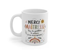 Tasse Merci Maîtresse - Mug Cadeau Maîtresse École Maternelle Primaire - Cadeau Femme 325ml