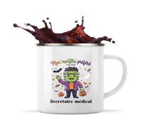 Tasse Métal Mon Monstre Préféré C'est Mon Secretaire medical - Mug - Idée Tasse Personnalisable en Métal Cadeau Anniversaire Camping Fête Original Famille Travail Départ Collègue Retraite Noël.