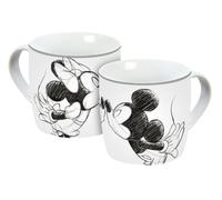 Tasse Mickey Kiss Sketch gris argenté 300 ml, tasse en porcelaine, tasse à café, tasse pour enfant, Mickey Mouse, Minnie Mouse, cœur, gris
