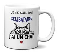 Tasse Mug Cadeau Humour Chat - Je ne suis pas Célibataire j'ai un Chat- - Rigolo Amusant