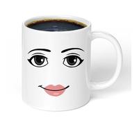 Tasse - Mug - Visage Femme Minimaliste - Céramique 325 ml - Café Thé - Expression Drôle Gamer - Cadeau Original Anniversaire Bureau