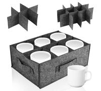 Tasse Rangement Feutre, AC De Rangement en Feutre pour Tasse De Camping-Car Porte Tasse en Feutres, Vaisselle pour Cuisine Sac De Coffre Voiture en Contient 12 Tasses