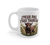 Tasse Signe Astrologique Taureau - Mug Horoscope Drôle “J’peux Pas J’suis Taureau” - Cadeau Zodiaque Céramique 325ml