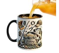 Tasse sur le thème de la pêche - Tasse à café en céramique, verres en porcelaine | Cadeau décoratif de de thé | Accessoire pratique de vacances d'anniversaire pour les pêcheurs, maison, bureau,