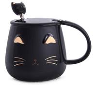 Tasse,Tasse à café en céramique avec cuillère en acier inoxydable - Motif chat - Pour les amoureux des chats - Pour femmes et