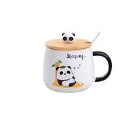 Tasse,Tasse Panda avec Couvercle Drôle de Tasse à café Panda Cadeau 400 ML Tasse à thé en céramique avec cuillère & Soucoupe