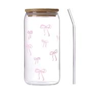 Tasse Verre Nœud - Bouteille Élégante 500ml Créative, Mug Transparent Pratique | Verre Réutilisable Chic Hydratation Quotidienne pour Café Glacé, Cocktail, Matcha, Thé, Eau Potable, Adolescente, Fille
