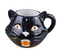Tasses à café avec chat caché à l'intérieur du visage de chaton Tasse à thé Halloween mignonne en céramique avec oreilles regardant 3D drôle femme Gfm730 (noir, 16,5 x 11,6 cm)