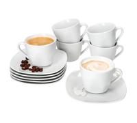 Tasses à café avec soucoupes - MAMBOCAT - Lotta - Porcelaine blanche - 6 pièces - 170ml