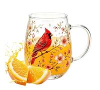 Tasses à café décoratives verrerie vintage avec colibri, fleurs | Tasse à thé en verre motif floral bohème pour cocktail, eau, lait, thé, vin, boisson, maison, cuisine, bar