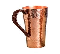 Tasses à café en cuivre martelé avec poignée en rotin 400 ml | Tasse en cuivre de grande capacité pour maison, cuisine, bureau, chambre, salle à manger, appartement, dortoir, fête, réunion
