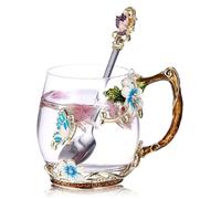 Tasses à café en verre faites à la main de 320 ml avec cuillères, cadeaux de Saint-Valentin et de fête des mères. .