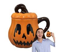Tasses à café Halloween 350 ml mignonnes et amusantes en céramique | Tasse à citrouille en céramique avec couvercle et pour l'automne, café, jus, lait, boissons, thé, bière dans le poussin