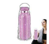Tasses avec strass,Bouteille d'eau isolée avec strass | Bouteille d'eau isolée à paillettes de 350ml, rechargeable, avec chaîne, cadeau pour femmes et filles