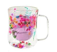 Tasses botaniques transparentes - Double paroi - thermiques pour café - ensemble de dégustation de cappuccino - Superbes contenants esthétiques pour liquides d' matinale | Fleurs