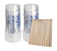 Tasses de Mélange de Peinture, 20 Pièces 1000 ML Gobelets Doseurs en Plastique avec 50 Bâtons en Bois, Résine Époxy Tasses avec Graduation, pour Pigments, Colles, Mélange Résine, Transparent