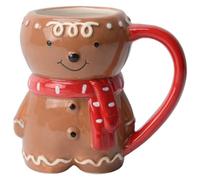 Tasses de Noël 350 ml mignon bonhomme en pain d'épice tasse à café en céramique avec poignée décor en pain d'épice pour le thé, le cacao, les boissons chaudes, marron, décoration de la maison