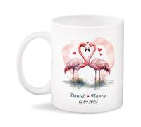 Tasses De Petit Déjeuner Aquarelle Tasse En Céramique Café Mariage Du Couple Flamingo Amusants Tasses À Thé Pour Fête Des Pères Amies Homme 330Ml