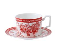 Tasses de thé, Ensemble de tasses à café et soucoupes en céramique(Red)