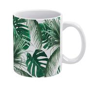 Tasses En Porcelaine Feuilles Vertes Feuilles De Palmier Tropical, Humour Tasses À Café Personnalisée Tasse Pour Maman Amies Décorer 330Ml