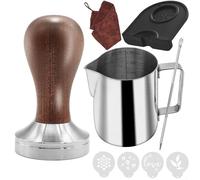 Tasseur à espresso 51 mm Tamper de barista - Manche en bois - Pichet à lait 350 ml - Acier inoxydable 304