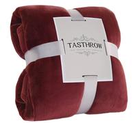 TASTHROW Bourgogne Plaid Couverture Polaire Flanelle 150x200 cm | Grand Jeté de Canapé en Flanelle, Confortable Couverture Canapé Plaid Chaud et Doux