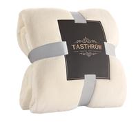 TASTHROW Grande Couverture Polaire en Flanelle - Confortable, légère et épaisse, Convient pour Toutes Les Saisons, pour Femmes, Hommes et Enfants (Blanc crème) - 127 x 178 cm