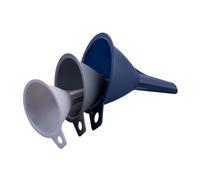 Tasty Lot de 3 entonnoirs en plastique : remplissage précis des bouteilles et des récipients - Parfait pour la cuisine et la vie quotidienne en gris/bleu