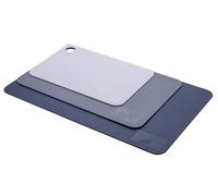 Tasty Lot de 3 tapis de découpe : plastique PP, 3 tailles, idéal pour couper du pain, des fruits, des légumes - Gris/bleu - Passe au lave-vaisselle