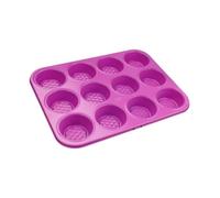 Tasty Moule à muffins 12 empreintes en acier carbone fuchsia