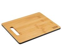 Tasty Planche à découper en bambou - 25,7 x 0,9 cm - Idéale pour couper du pain, des fruits, des légumes, des aliments coupés de toutes sortes - Avec bord coloré et trou de préhension - Marron/gris
