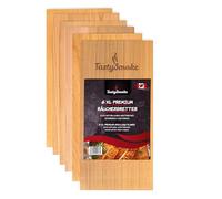 TastySmoke® Planche en bois de cèdre de qualité supérieure pour griller - Produit 100 % naturel en cèdre rouge occidental - Planches de barbecue en bois de cèdre dans un pack avantageux de 6 -