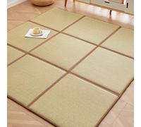 Tatami Mat Matelas de sol traditionnel en rotin, pliable, tapis de jeu antidérapant, pour salon et chambre à coucher, design respirant, 65 x 130 cm