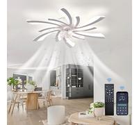 TATANE Ventilateur De Plafond 78Cm Avec Télécommande Moteur Dc Réversible Ventilateur De Plafond Dimmable Avec Lumière 6 Vitesses Dair Pour Salon Chambre À Coucher Fonction Hiver Et Été