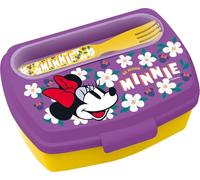 Tataway Boîte à sandwich avec couverts Minnie - Boîte à lunch pour enfants avec compartiment et couverts inclus, fermeture sécurisée et design Disney officiel, idéale pour l'école, la