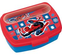 Tataway Boîte à sandwich rouge Marvel pour enfants en plastique Spiderman Spider-Man avec cuillère et fourchette