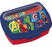 Tataway Boîte à sandwich Tatatway Avengers avec couverts - Boîte à lunch pour enfants - Boîte à lunch en plastique durable - Passe au micro-ondes - Produit officiel Marvel