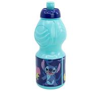 Tataway Bouteille de sport en plastique durable Stitch Palms 400 ml - Bouteille réutilisable avec paille pour l'école, le sport et les loisirs, avec un design tropical Disney