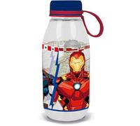 Tataway Bouteille d'eau en tritan transparente Marvel Ecozen pour enfants Avengers Iron Man Hulk Captain America, 460 ml avec bouchon et poignée en silicone
