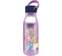Tataway Bouteille Disney Frozen Elsa et Anna 760 ml en aluminium lilas pour fille avec bouchon et poignée en silicone