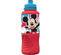 Tataway Bouteille en plastique Disney Red pour enfants Mickey Mouse Mickey Mouse Goofy Donald Duck 400 ml avec fermeture anti-goutte et bande antidérapante