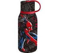 Tataway Bouteille isotherme noire en acier inoxydable Marvel Spiderman 330 ml pour enfants avec bec verseur et bouchon de sécurité