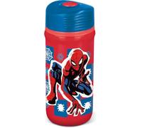 Tataway Flacon en plastique rouge et bleu Marvel Spiderman 390 ml pour enfants avec fermeture anti-goutte