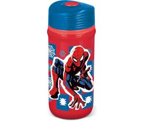 Tataway Flacon en plastique rouge et bleu Marvel Spiderman 390 ml pour enfants avec fermeture anti-goutte