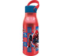 Tataway Flacon Marvel Spiderman 760 ml en aluminium rouge pour enfants avec bouchon et poignée en silicone