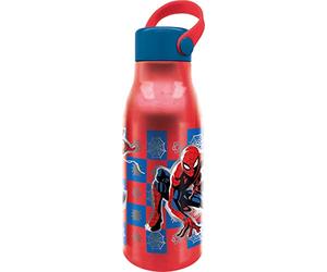 Tataway Flacon Marvel Spiderman 760 ml en aluminium rouge pour enfants avec bouchon et poignée en silicone